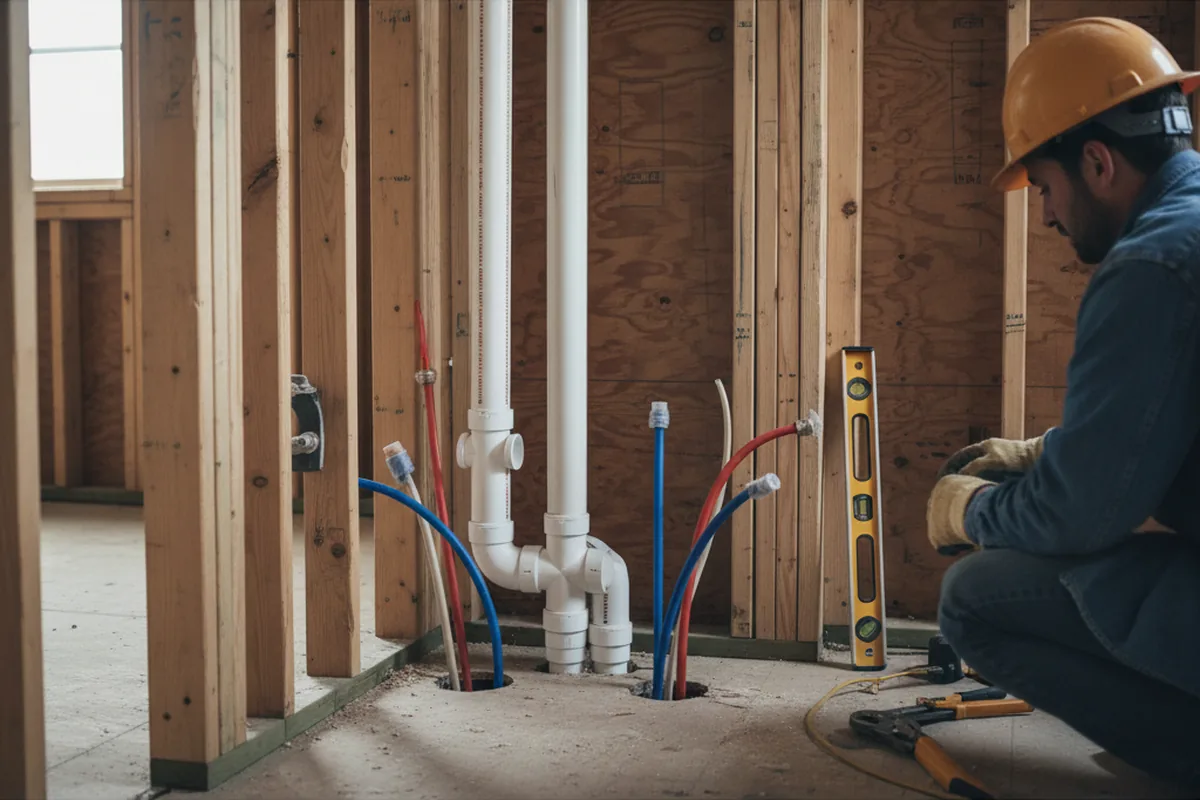 Drain and supply rough-in during Garbage Disposal Repair in Warner Springs